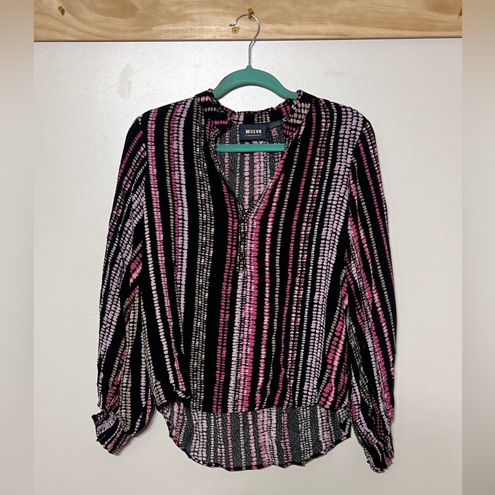 Maeve by Anthropologie Long Sleeve Top Buttons Stripes Women Size Small